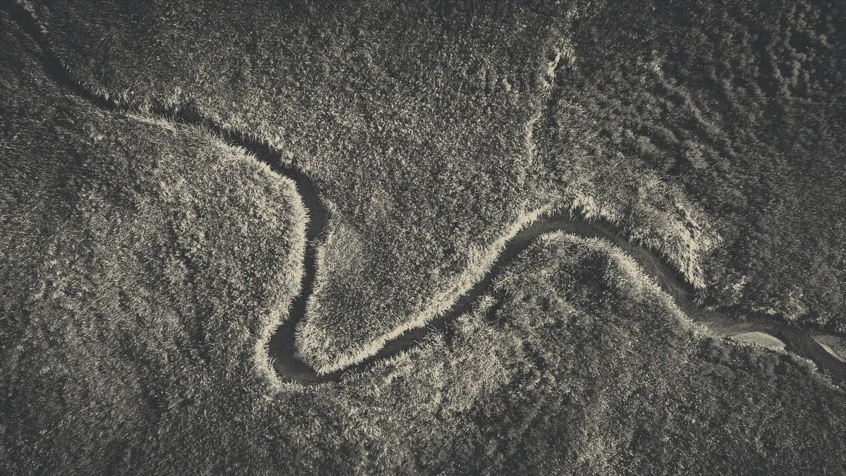 A river bend photographed from the air.