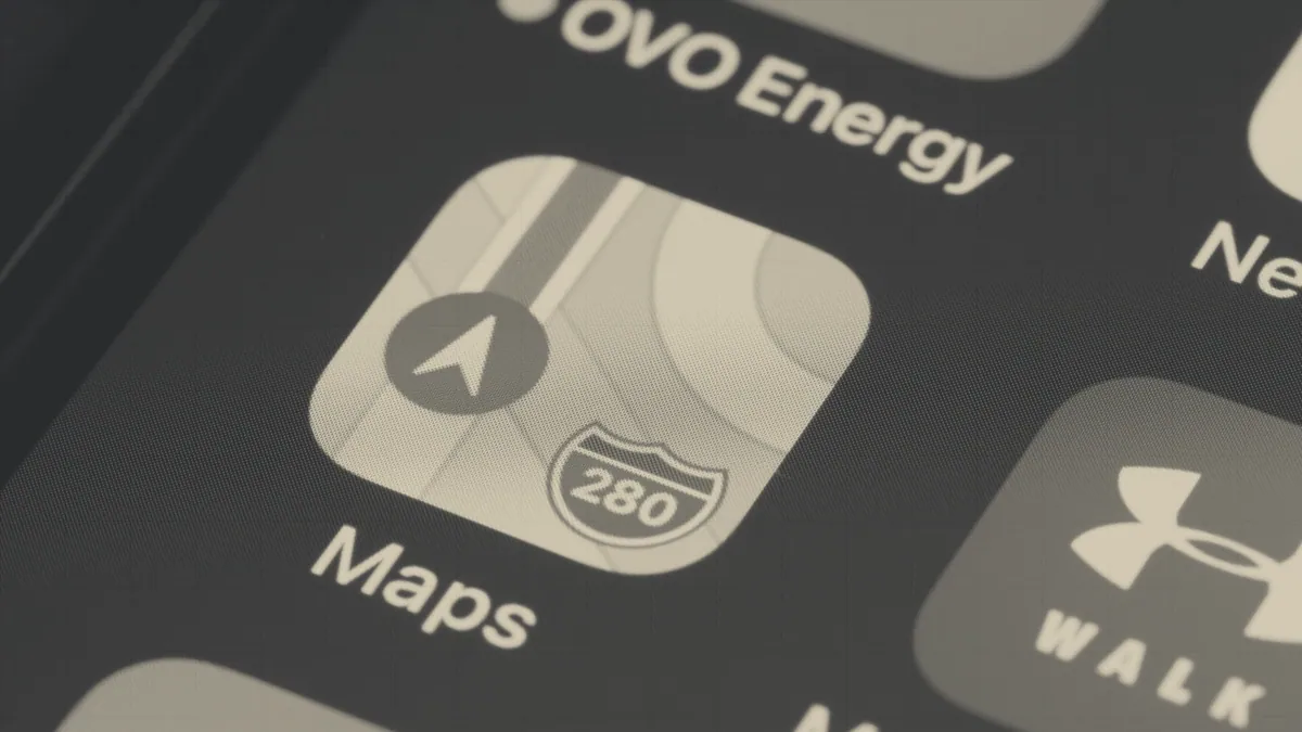 A phone showing a map.
