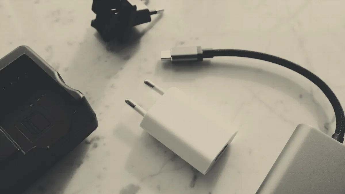 A charger with its leads connected.