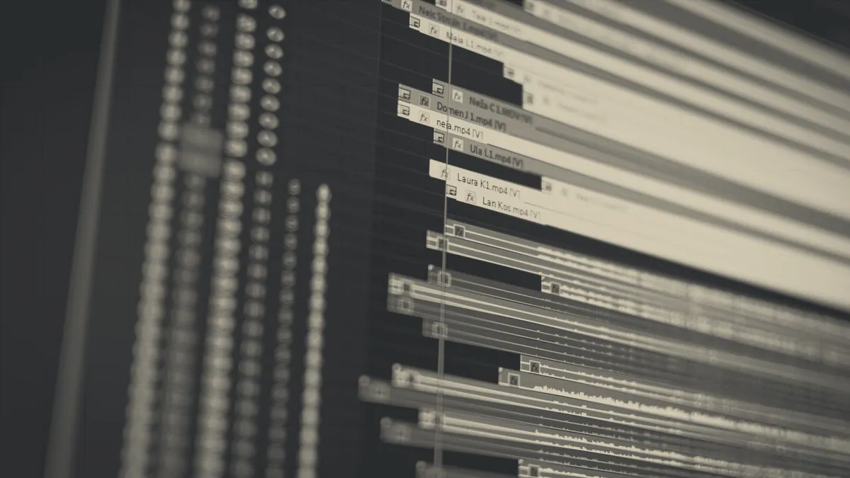 Footage laid out on an editing timeline.