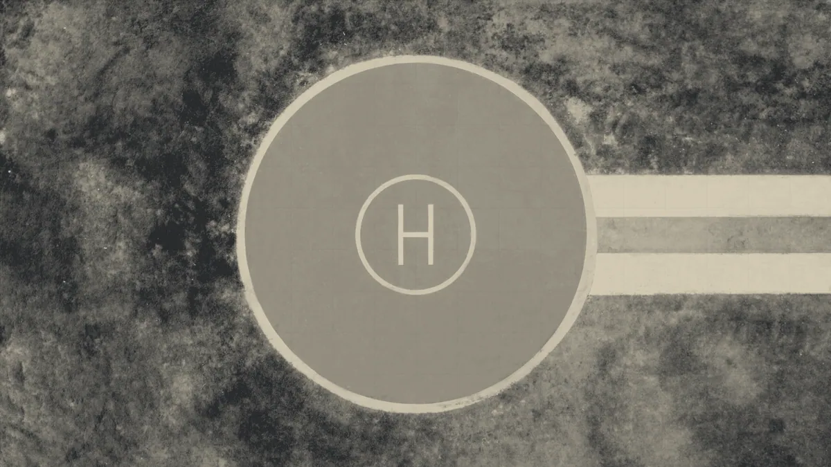 A marked landing area.