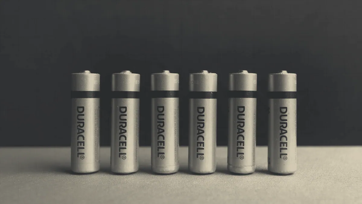 Several battery types set side by side.