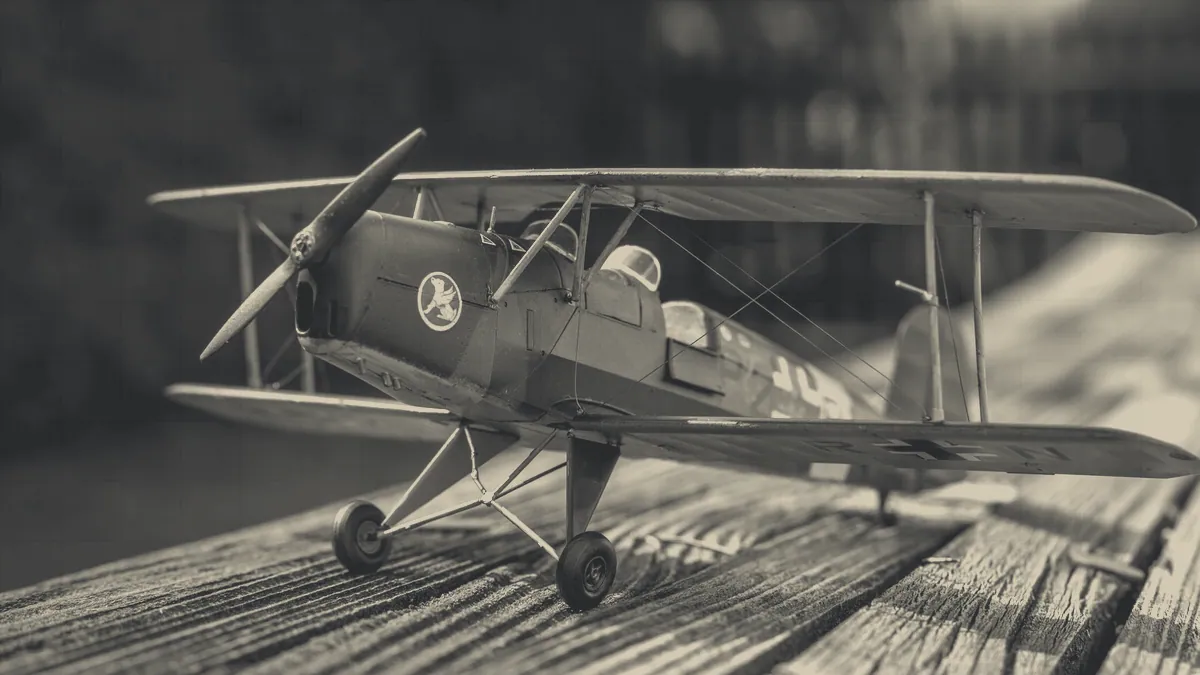 The parts of a model aircraft kit.